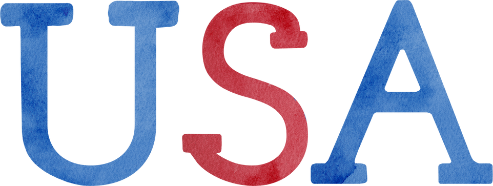 Watercolor USA hand drawn lettering for 4th of July